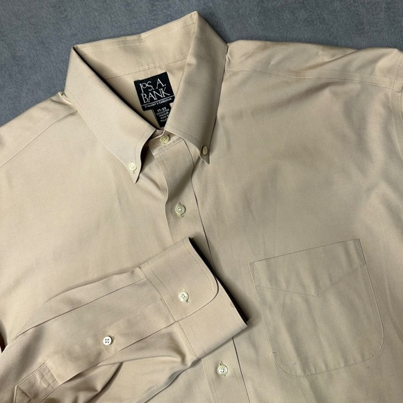 Jos. A. Bank Other - Jos. A. Bank Dress Shirt Mens 17-33 Tan Traveler Collection Cotton Button Down